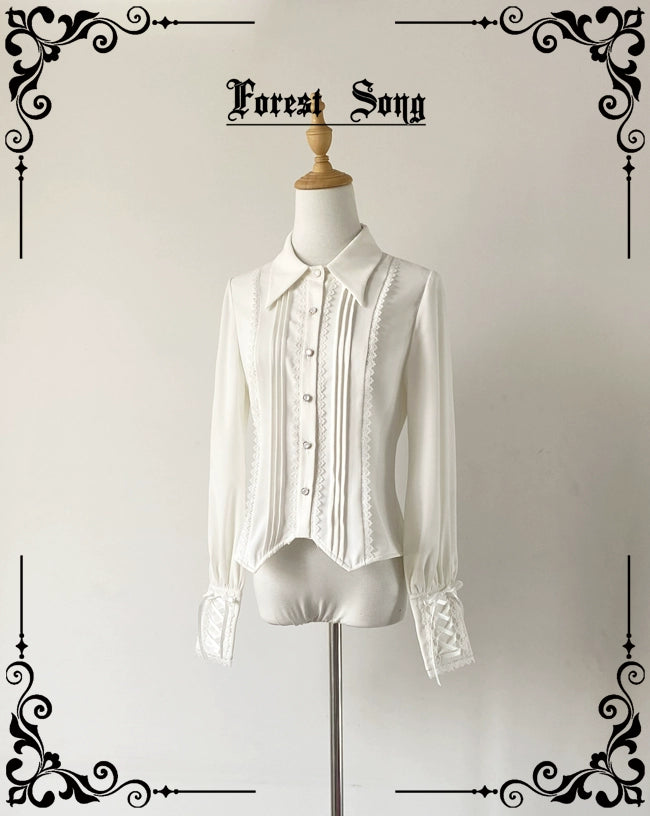 Glitter ShirtsForest Song~Griffin's Appointment~Vintage Lolita Shirt Pointed Collar Swallow Tail Shirt