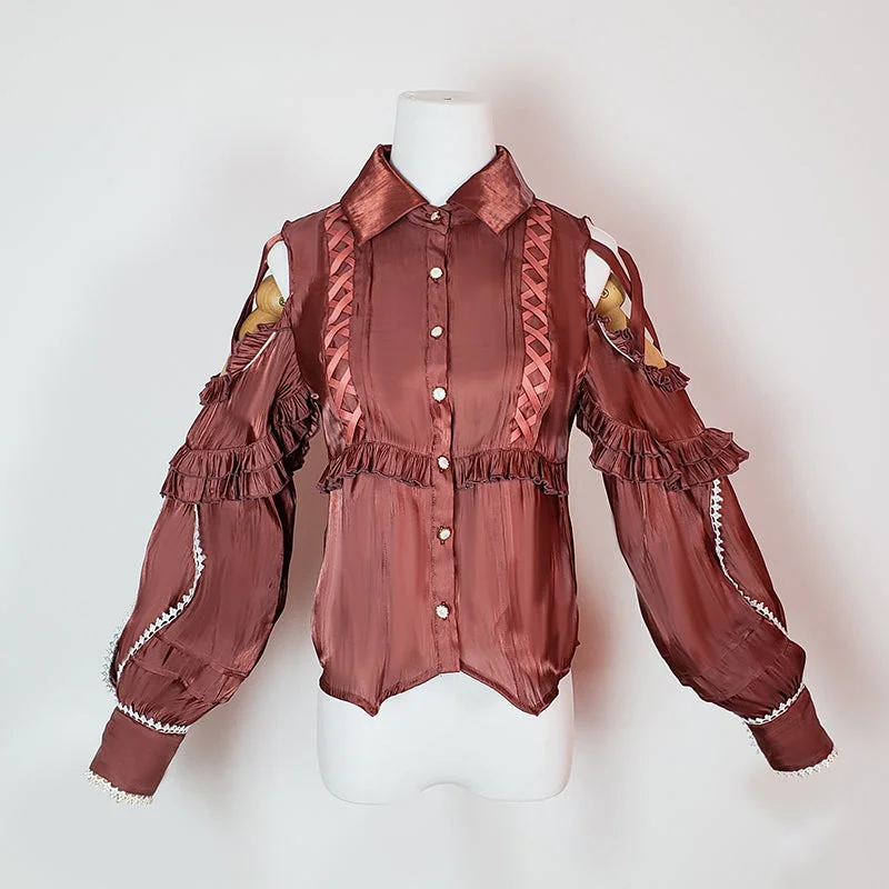 Polyester Shirts(BFM)OCELOT~Lolita Blouse Yuelong Poem Long Sleeve Inner Shirt