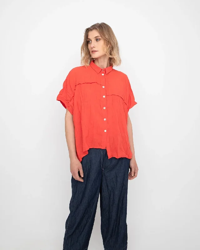 Embellished ShirtsOzai N Ku Easy Button Down Shirt, Coral