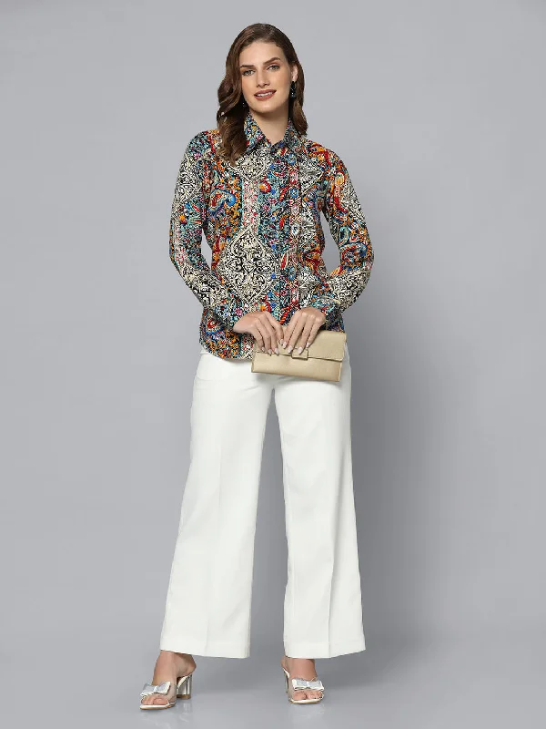 High-Fashion ShirtsRayon Printed Multicolor Regular Fit Collared Shirt