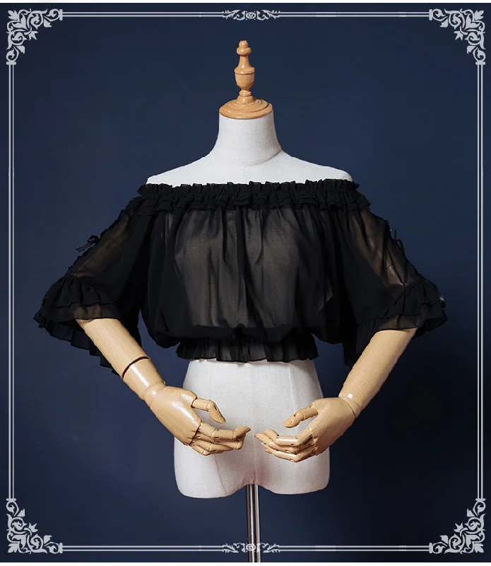 Formal ShirtsEieyomi~Sweet Lolita Blouse Chiffon Round Neck Flounce Sleeve Shirt