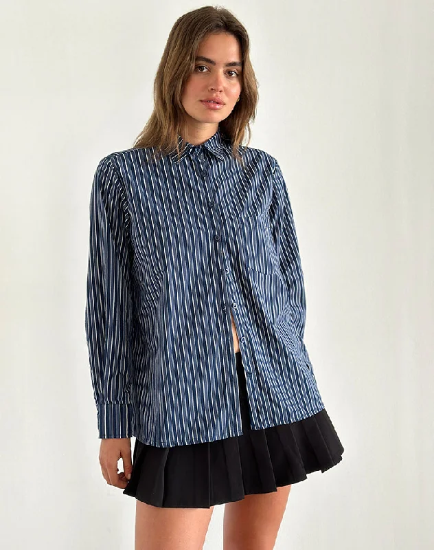 Striped ShirtsTurner Shirt in Dark Blue Indigo Stripe