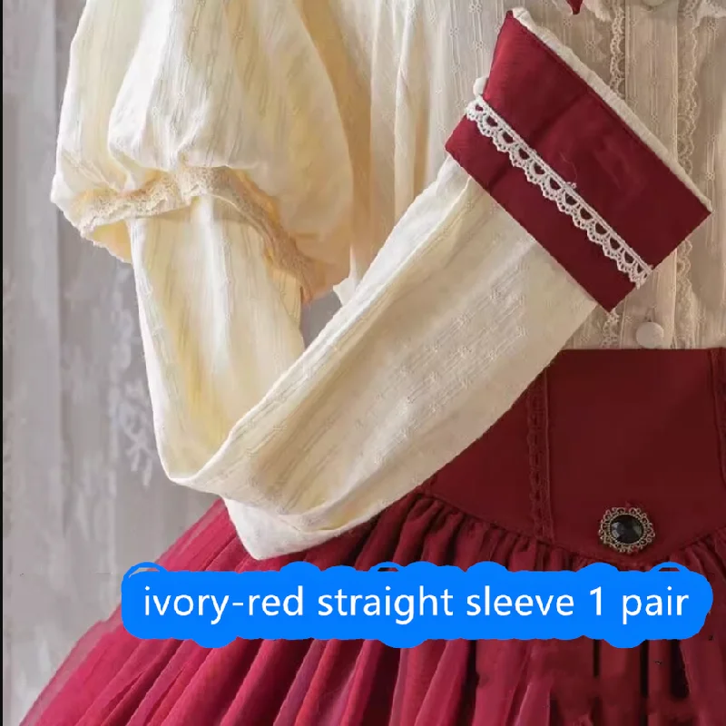 ivory-red straight sleeve 1 pair