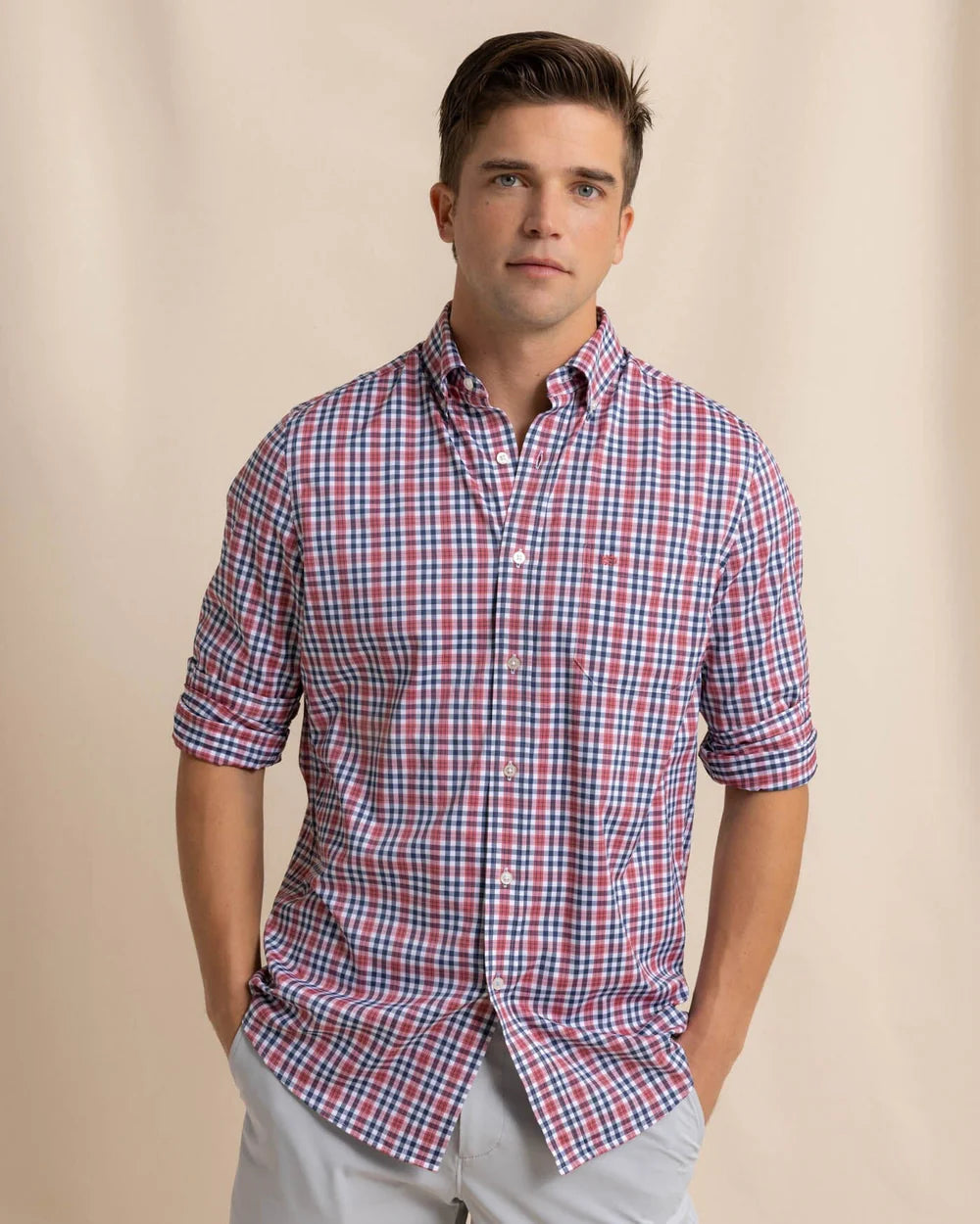 Polyester ShirtsSouthern Tide brrr°® Intercoastal Haywood Plaid Sport Shirt