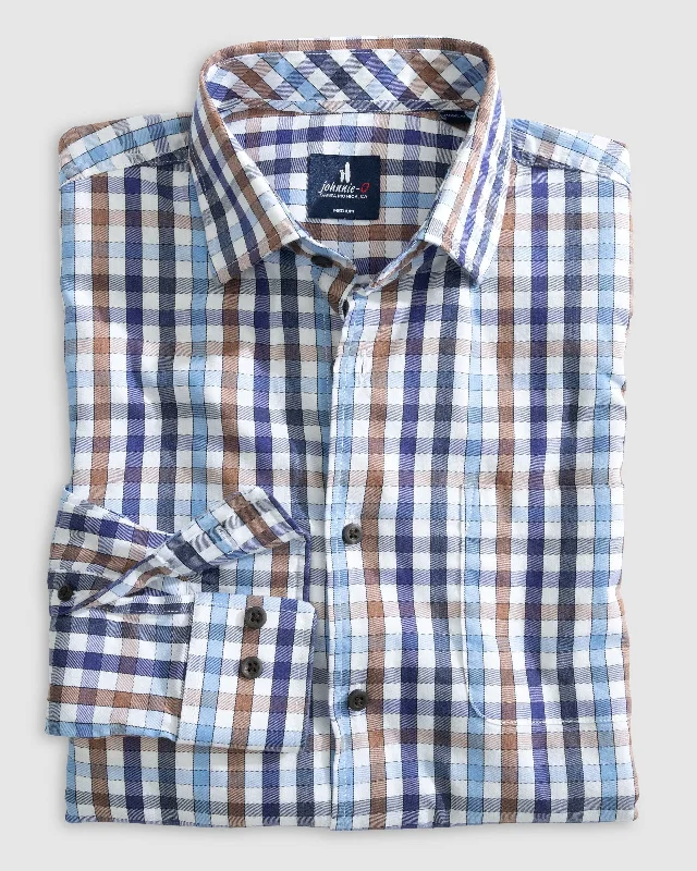 Wool ShirtsJohnnie-O Tucked Cotton Blend Button Up Shirt - Dartmouth