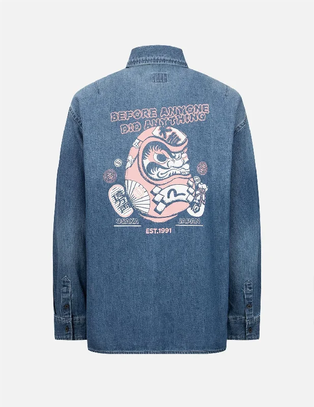 Plush ShirtsDaruma Print Denim Shirt