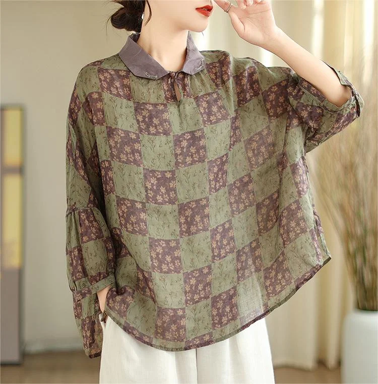 Urban ShirtsVintage Lapel Embroidered Floral Cotton Linen Shirts