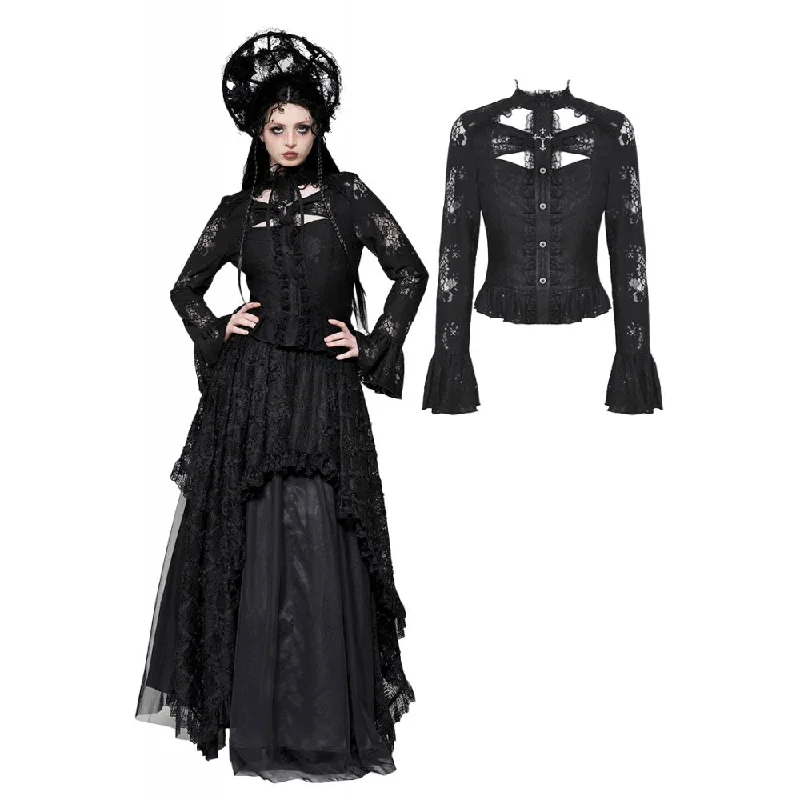 Festival ShirtsWomen's Gothic Cut-out Lace Long Sleeved Shirt