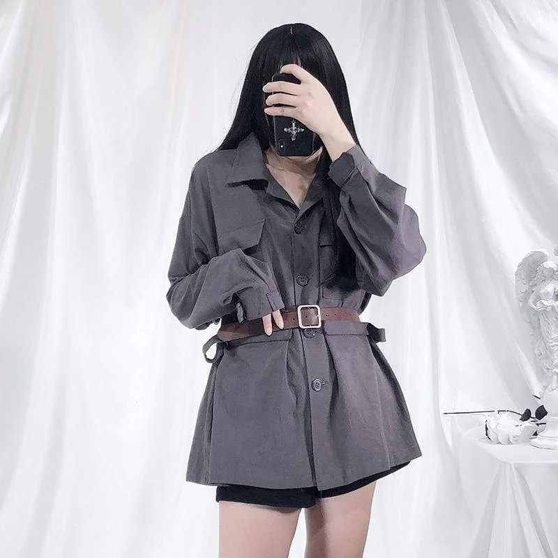 Fitted ShirtsWomen's Military Sryle Casual Long Shirts With Belt