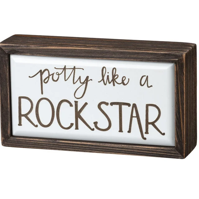 Wood Sign - Potty Like A Rock Star