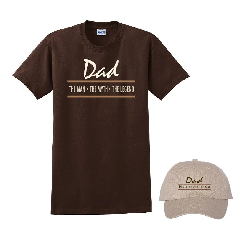 Dad The Man Myth Legend Ball Cap & Short Sleeve Tee 100% Cotton