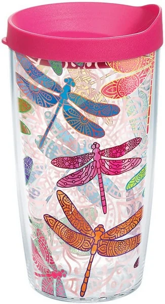 Dragonfly Mandala Fuchsia Lid 16 oz Tervis Tumbler