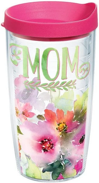 Mom Watercolor Floral Fuchsia Pink Lid 16 oz Tervis Tumbler