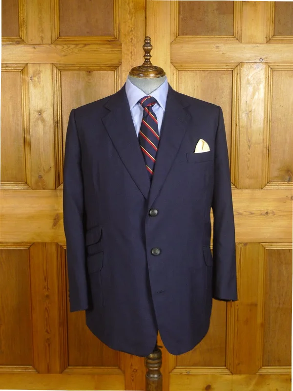 Blazersuit24/0935 kent haste lachter 2019 savile row bespoke navy blue worsted blazer w/ services buttons 48 regular to long