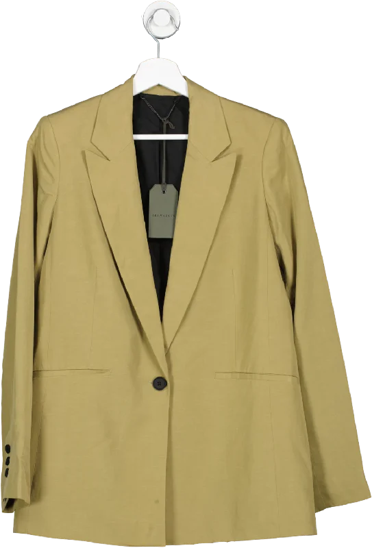 BlazerspiritAll Saints Brown Yolanda Linen Blend Blazer UK 10