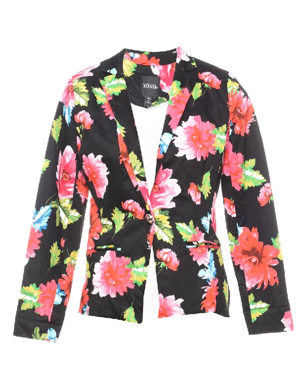 BlazerwinBlack Floral Pattern Blazer - M