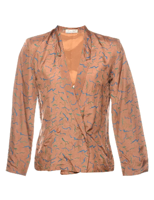 BlazergatheringBrown & Blue 1980s Patterned Blazer - S