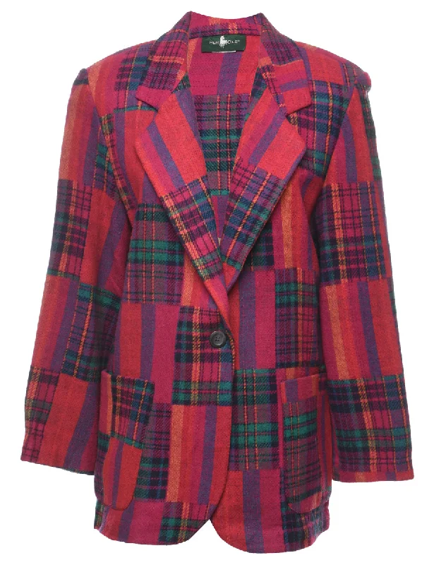 BlazerjerseyChecked & Tartan Green & Red Blazer  - L