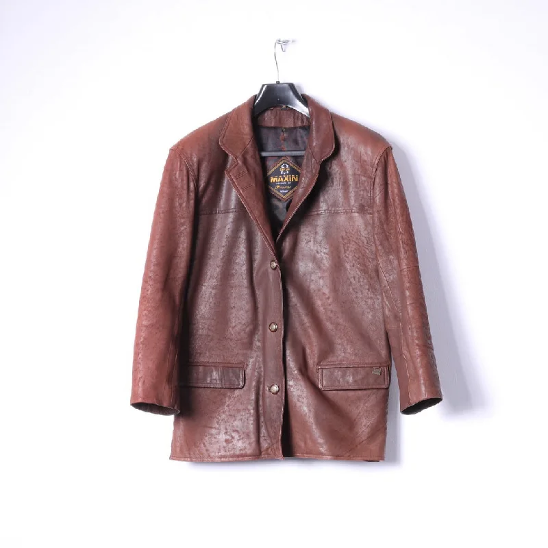 BlazerexhibitionMaxin Norway Women 34 M Jacket Brown Leather Oversize Polarpels Single Breasted Blazer