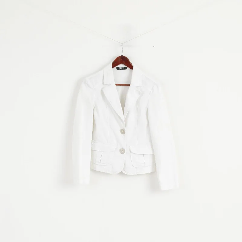 BlazercryptoDolce & Gabbana Women L (S) Blazer White Cotton Stretch Made in Italy Jacket