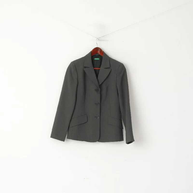 BlazervolunteerUnited Colors Of Benetton Women 40 XS Blazer Gray Single Breasted Italy Jacket