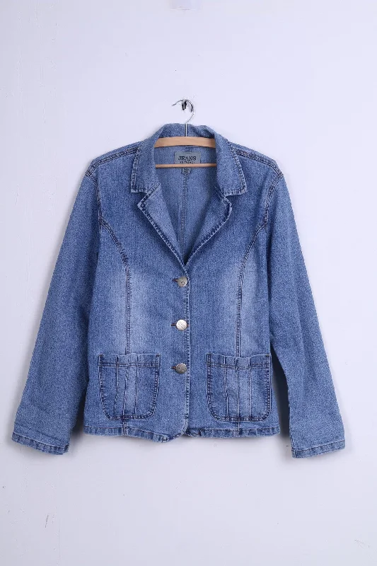 BlazervictoryJeans High Fashion Womens XL Jacket Blue Denim Single Breasted Strech Blazer