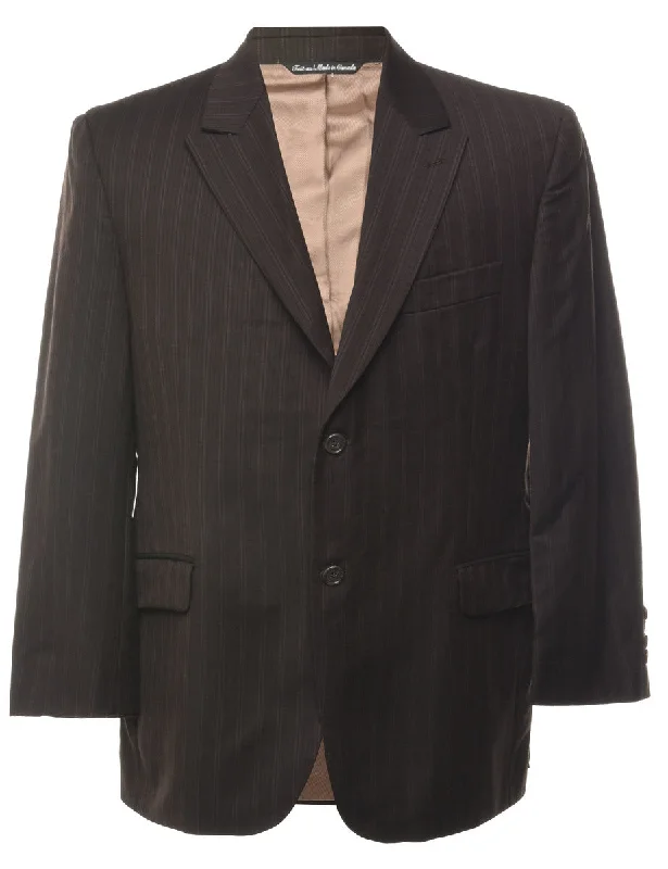 BlazerpatternDark Brown Striped Blazer - L