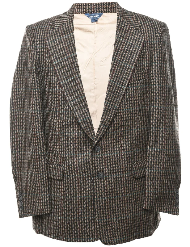 BlazercoachDogtooth 100% Wool Dark Grey Blazer - L