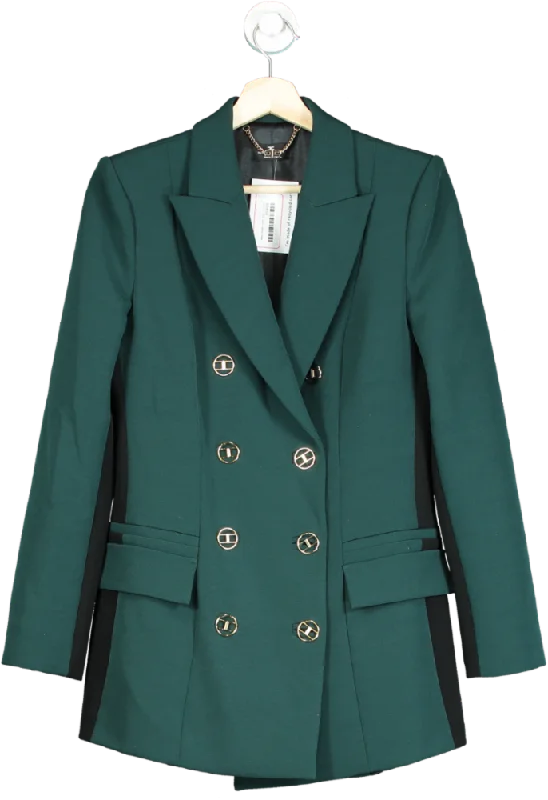 BlazermuseumElisabetta Franchi Green Double-Breasted Blazer UK 10