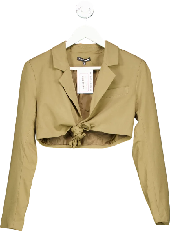 BlazernationFashion Nova Khaki Tie Front Blazer UK S