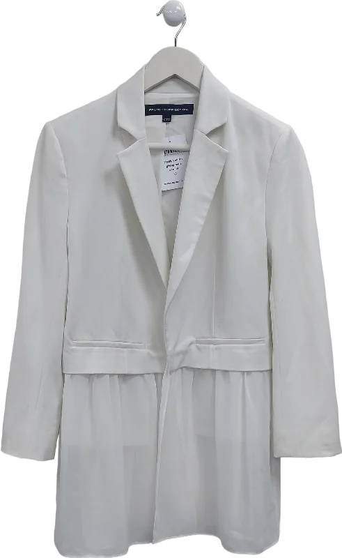 BlazerprintFrench Connection White Open Blazer With Soft Ruffle UK 10