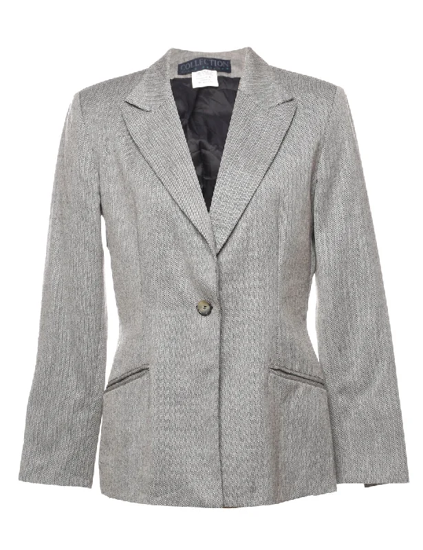 BlazeraugmentedGrey Herringbone Tweed Blazer - M