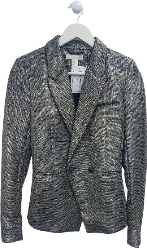 BlazercasualH&M Metallic Fitted Glittery Blazer UK 4