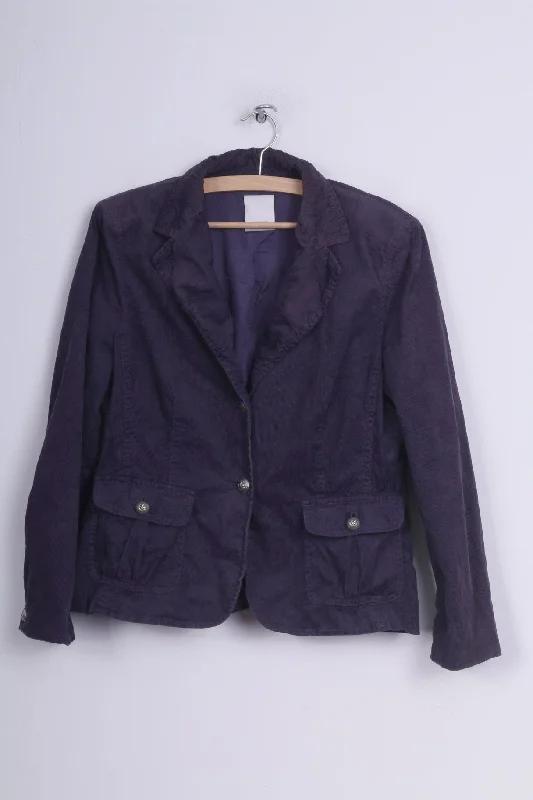 BlazersuitHirsch. Womens 12 M Blazer Jacket Corduroy Purple Single Breasted Cotton Sholuder Pads