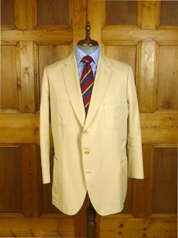 Blazerfan250724/029 immaculate kent haste lachter 2016 savile row bespoke beige cotton drill safari summer sports jacket blazer 48 regular