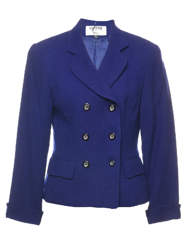 BlazerfestivalKasper A.S.L Blue Double-Breasted Wool Blazer - M