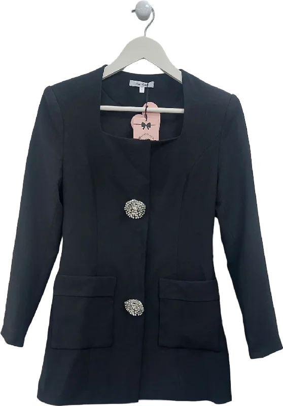 BlazerlookMiss Rosier Black Diamanté Embellushed Single Breasted Blazer Dress UK S