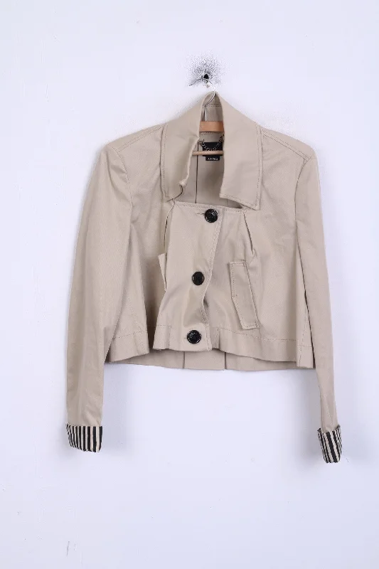 BlazercustomMISS SIXTY Womens M Crop Blazer Elegance Cotton Jacket Bolero Beige