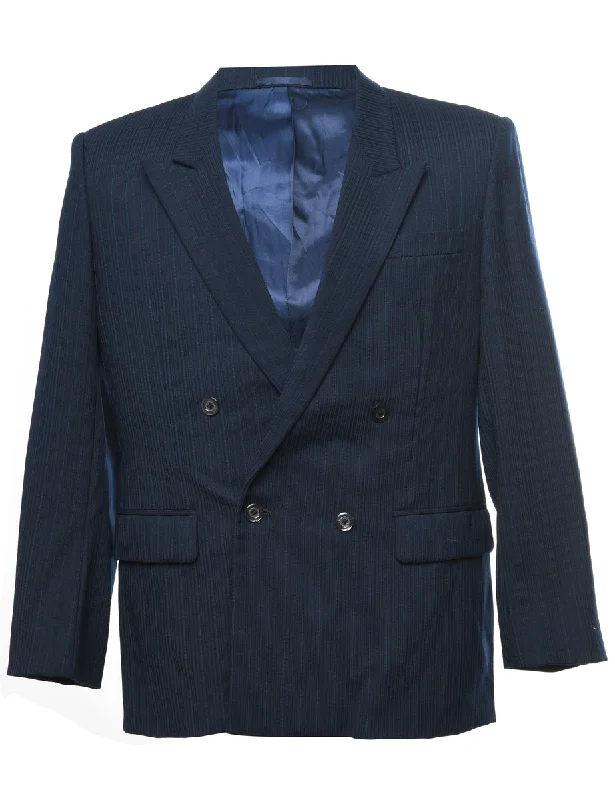 BlazertailorNavy Pinstriped Double-Breasted Blazer - L