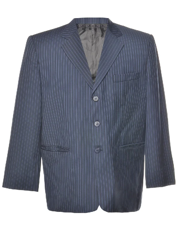 BlazerpatternPinstriped Navy Classic Blazer - L