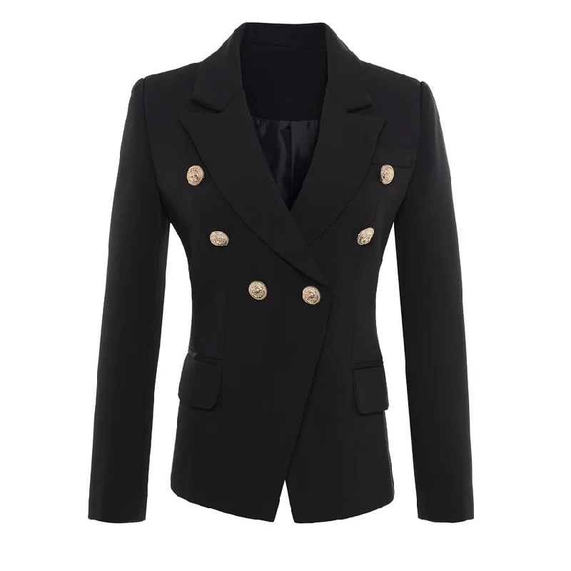 BlazerdunkRunway Style Double Breasted Gold Button Plus Size Women's Blazer