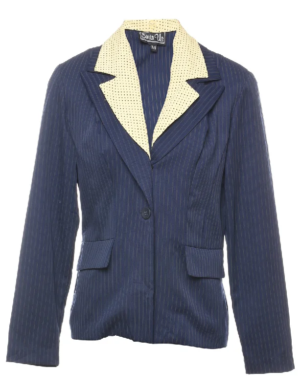 BlazerunityStriped Navy & Cream Blazer - L