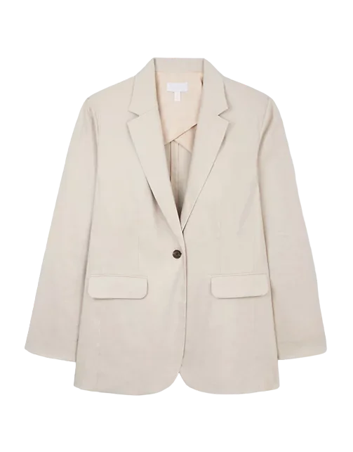 BlazeraugmentedThe White Company Beige Linen Blend Relaxed Blazer UK 14