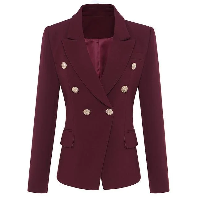 BlazeroffenseTop Quality Double Breasted Fashion Blazer with Metal Buttons for Women