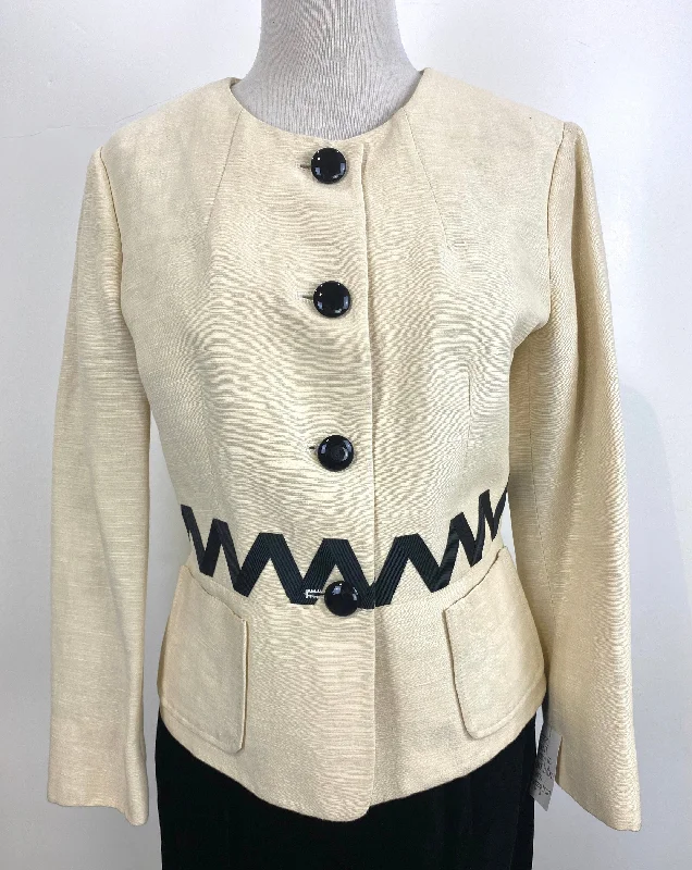 BlazerrobotVintage 1980s Women's Cream Linen/Cotton Etro Designer Blazer, Medium