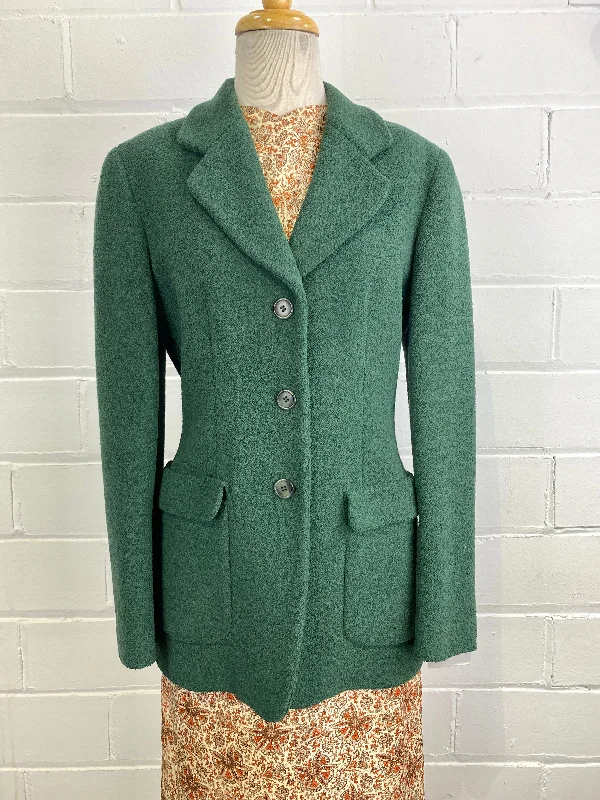 BlazerluxuryVintage 1990s Green Bouclé Wool Giorgio Armani Blazer, B39"