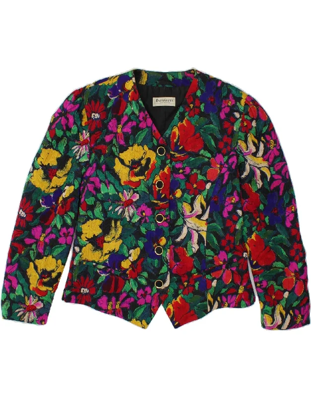 BlazerexhibitionANTONETTE Womens 5 Button Blazer Jacket UK 14 Medium Multicoloured Floral