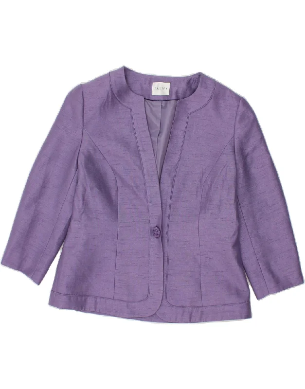 BlazercryptoEASTEX Womens 1 Button 3/4 Sleeve Blazer Jacket UK 10 Small  Purple