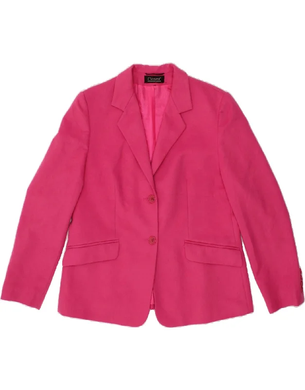 BlazertechVINTAGE Womens 2 Button Blazer Jacket UK 14 Large Pink Lambswool