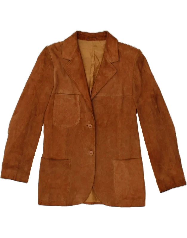 BlazerwebVINTAGE Womens 2 Button Suede Blazer Jacket IT 44 Medium Brown